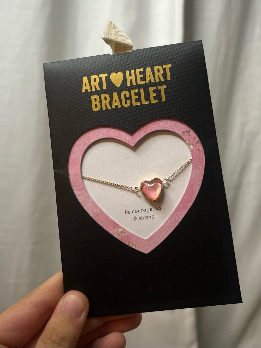 Demdaco Gold Chain Bracelet with Pink Heart Charm